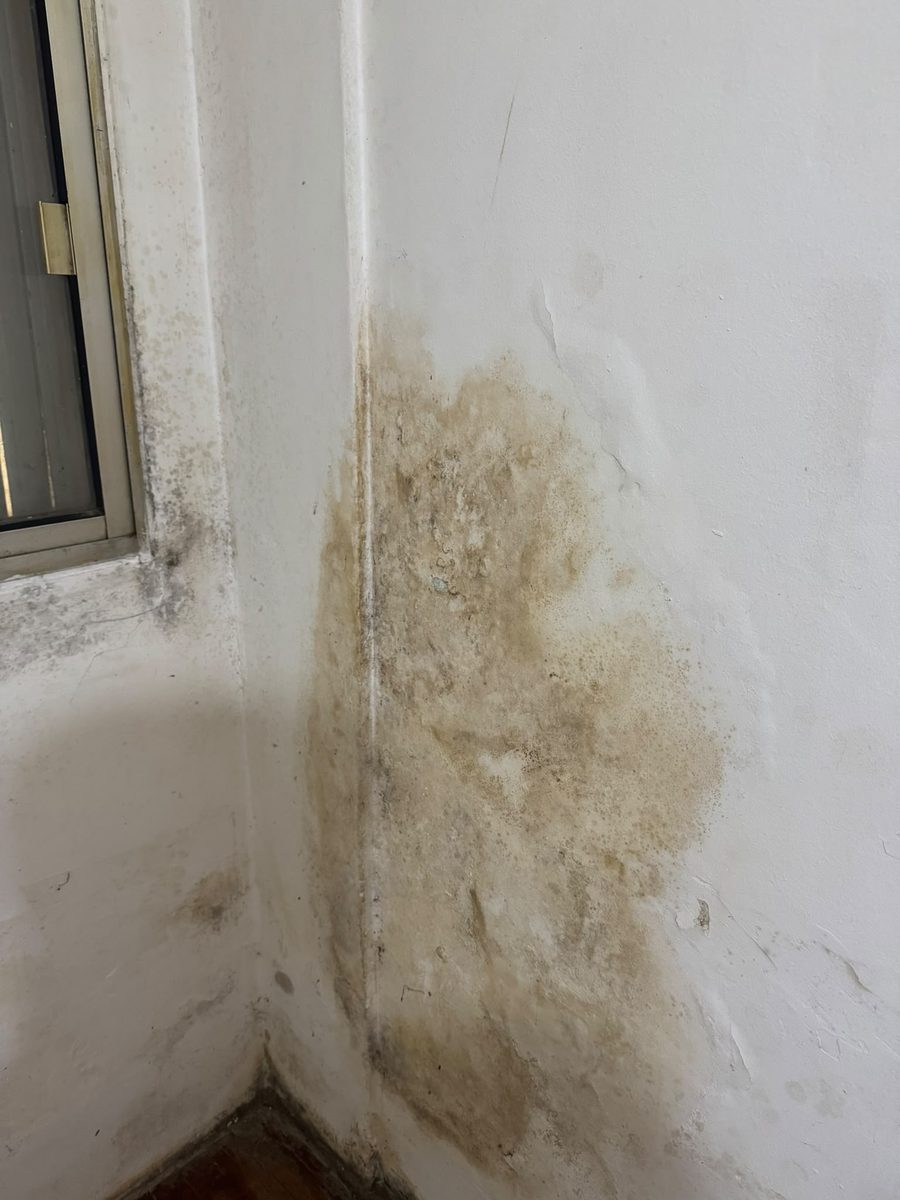 Mancha de humedad en la esquina de una pared